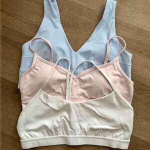 lululemon athletica Soft Seamless Bralette Trio - White, Light Pink & Light Blue